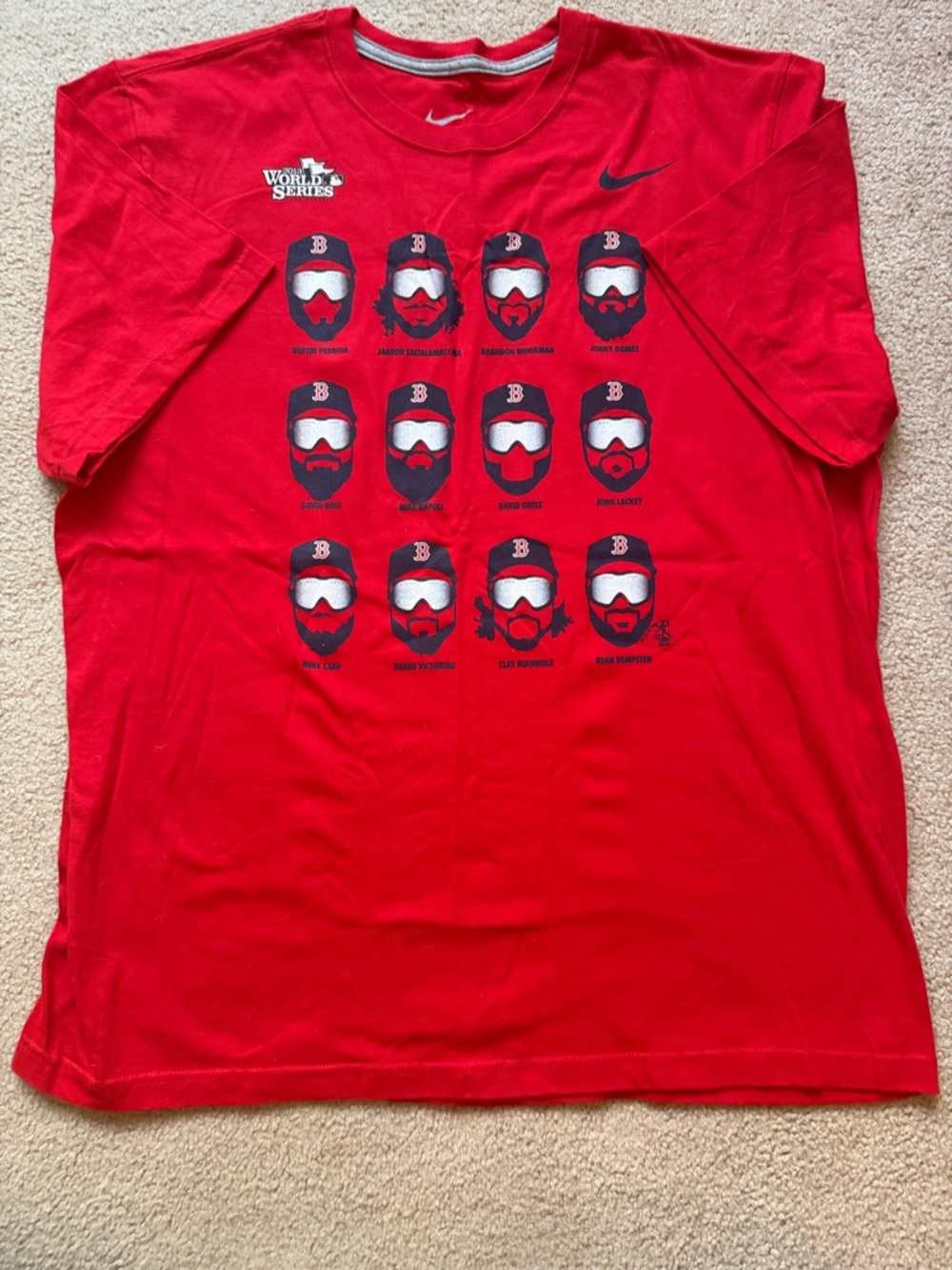 Boston Red Sox Red Vintage Nike 2013 World Series Champions Shirt Men Size XXL